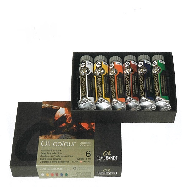 SCATOLA COLORI AD OLIO EXTRAFINE REMBRANTD 6 TUBI 15 ml.